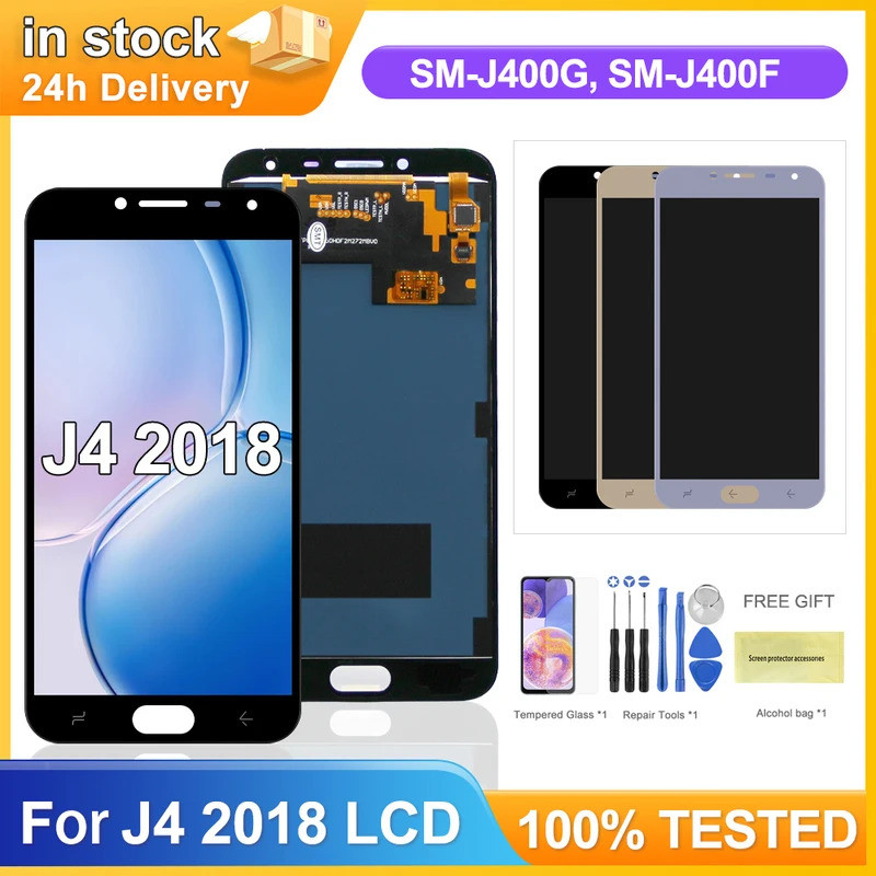 AMOLED LCD สําหรับ SAMSUNG J4 2018 J400 J400M J400F J400G/DS จอแสดงผล LCD หน้าจอสัมผัส Digital Assem
