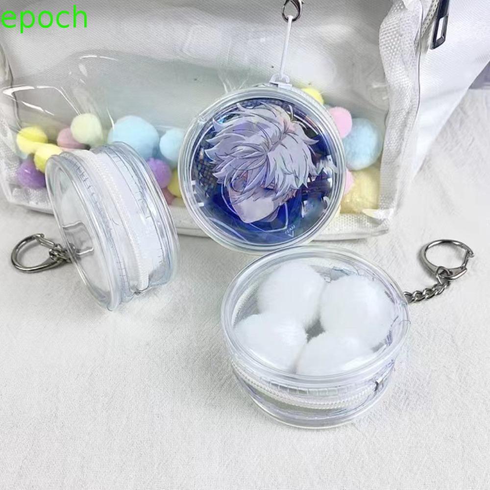 EPOCH Round Badge Storage Pouch, Badge Display Protection Case Anime Badge Display Bag, Creative Keyring PVC Round Clear Outdoor Bag Gift