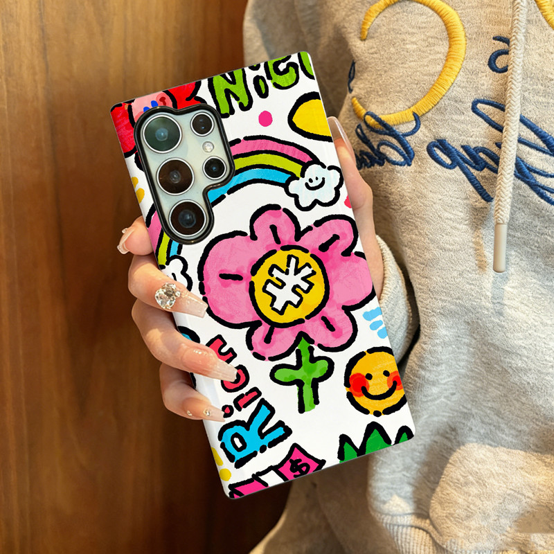 เคสป้องกันลายดอกไม้สีรุ้งเหมาะสําหรับ Samsung s26 s26ultra s22u s23 Plus s23FE s24 s25 Plus A55 A56 A36 A57 เคสโทรศัพท์มือถือ