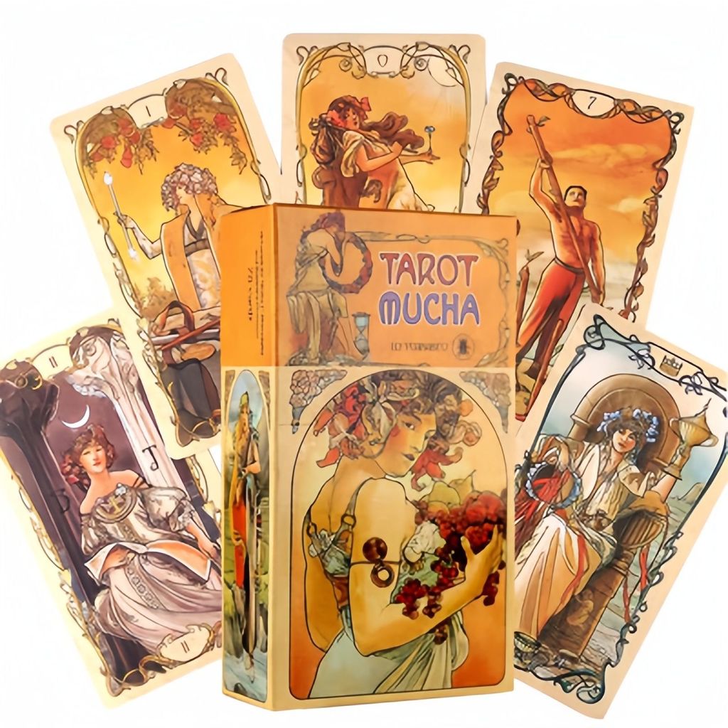 10.3 * 6 ซม.Muchaไพ่ทาโรต์ภาษาอังกฤษเกมกระดานการ์ดเกมTarot Muchaการ์ดดาดฟ้า