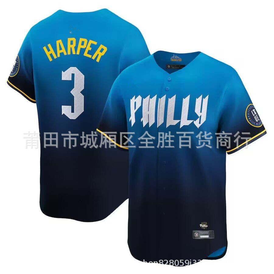 จัดส่งในวันเดียวกัน!!เสื้อ Phillies Phillies City Edition หมายเลข 3 ฮาร์เปอร์ เบอร์ 7 ชุดเบสบอล Turn