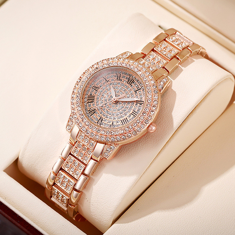 Live Diamond Full Diamond รูปแบบโรมันสุภาพสตรีนาฬิกาผู้หญิงนาฬิกาสร้อยข้อมือ Cornucopia ผู้หญิง 7.7