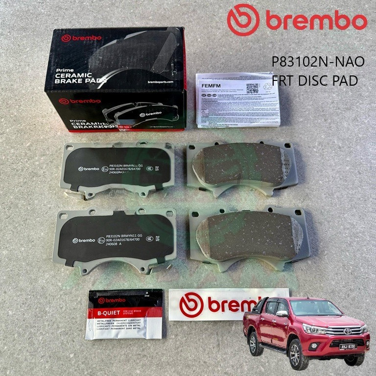 Brembo P83102N NAO ผ้าดิสเบรคหน้า Toyota Hilux Revo Rocco GUN125 GUN126 (DEPAN)
