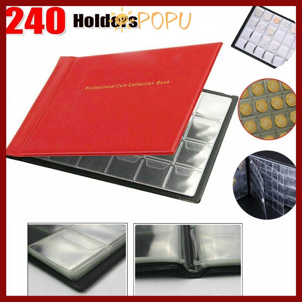 in stockPOPU Coin Collection Holder, Penny อัลบั้มของขวัญ PVC Coin Collection Storage, ทนทาน 10 หน้า