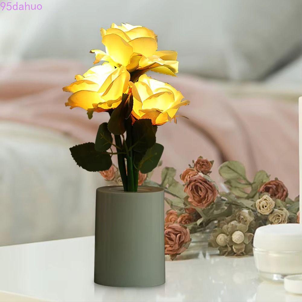 DAHUO แบตเตอรี่ดําเนินการไฟกลางคืน,แหล่งกําเนิดแสง LED แบตเตอรี่ดําเนินการ LED จีน Rose โคมไฟตั้งโต๊