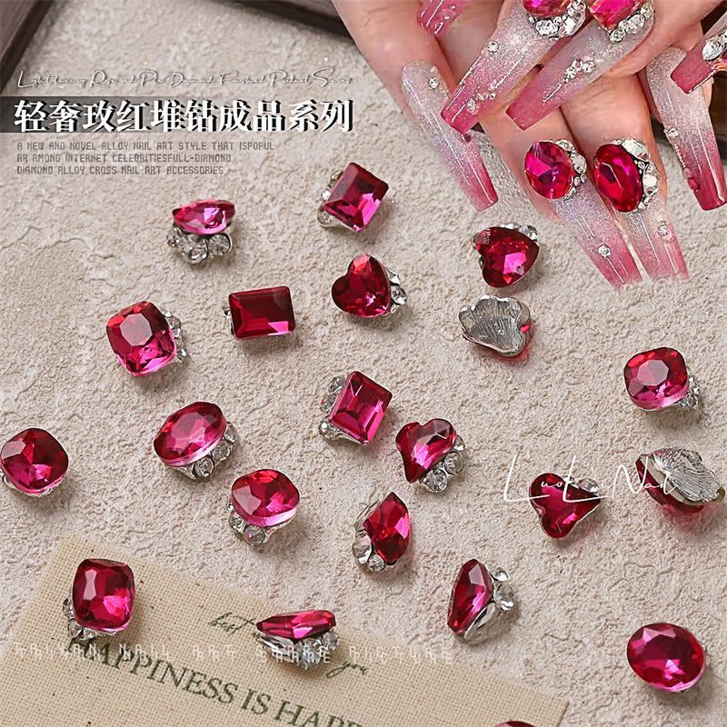 ยอดนิยม Red Diamond Retro Bordeaux Red Pile Diamond สําเร็จรูปเพชรปีใหม่สีแดงกระพริบ Cube น้ําตาล Cr