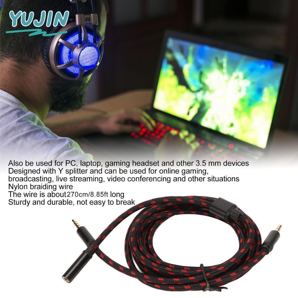 YUJIN Chat Link Cable, 270 ซม./8.9ft Plug and Play Chat Adapter Cable, สายสัญญาณเสียง 3.5 มม.แบบยืดห