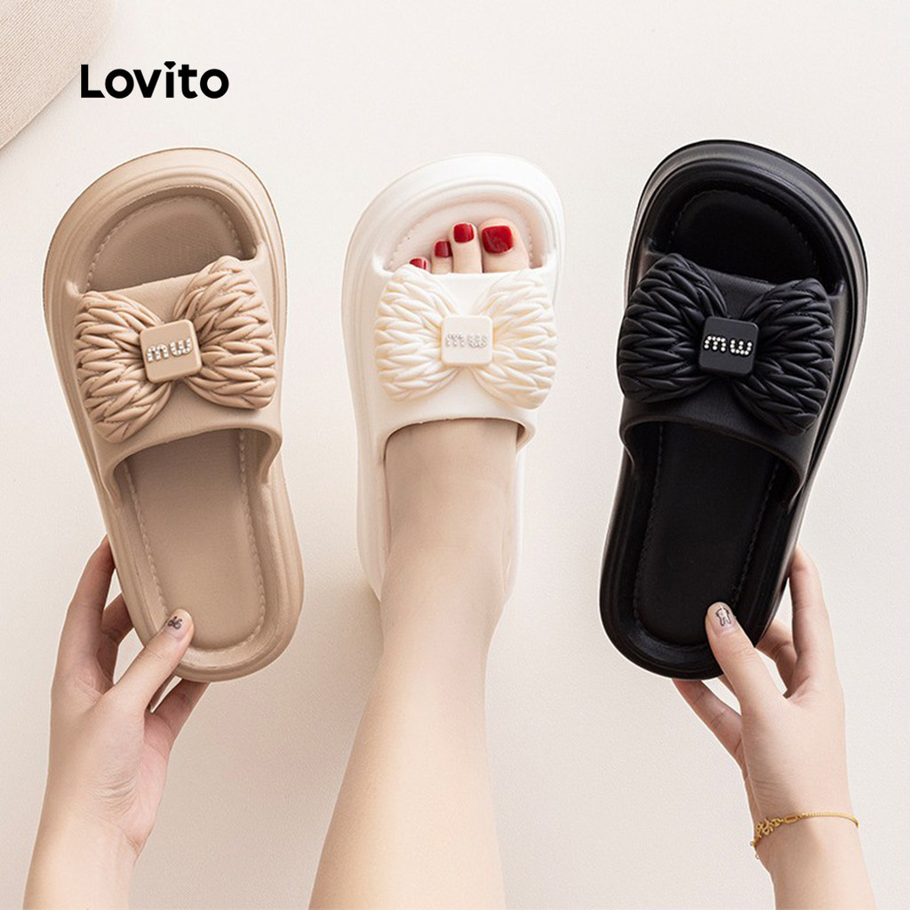 Lovito صندل مسطّح بنعل مرتفع — أسود — صورة 5