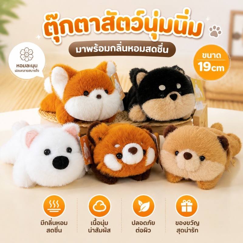 COD ตุ๊กตาขนนุ่ม ตุ๊กตาน่ารัก 19CM ใช้วางรองมือ ตุ๊กตาขนนุ่ม รูปร่างสัตว์น่ารัก ของขวัญวันเกิด