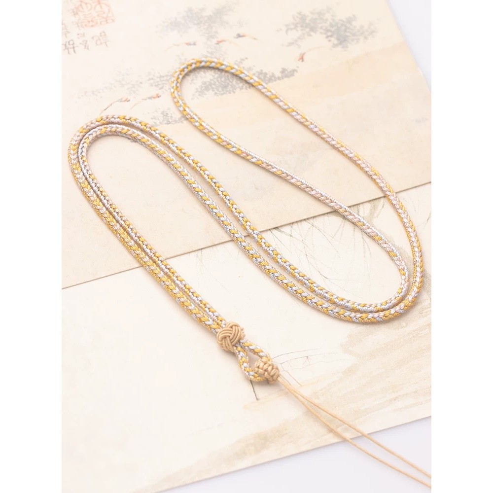 Segment Dyeing จี้สร้อยคอเชือกทอมือ yu Pei Beeswaxy jin ผู้ชายผู้หญิง Lanyard