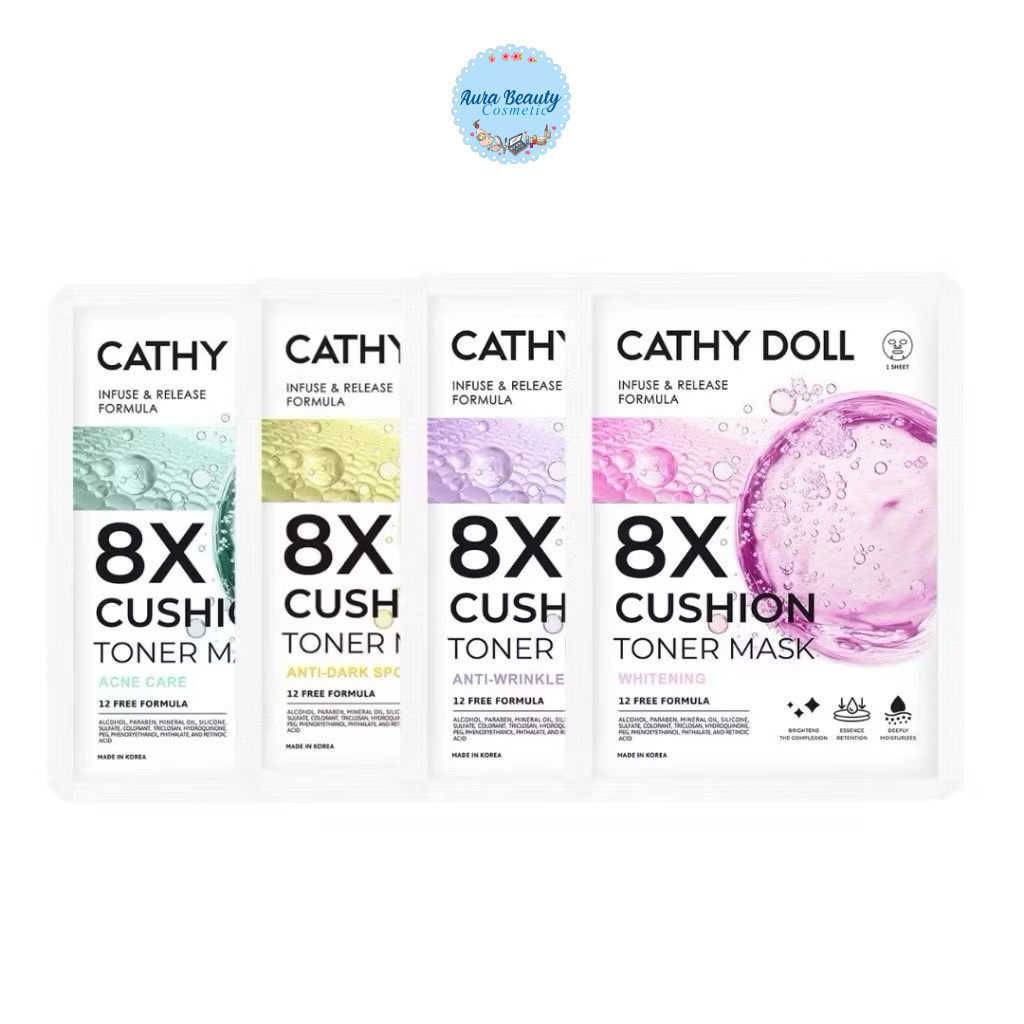 (6ซอง/กล่อง) Cathy Doll 8X Cushion Toner Mask เคที่ดอลล์ 8เอ็กซ์คุชชั่นโทนเนอร์มาสก์ 25g.