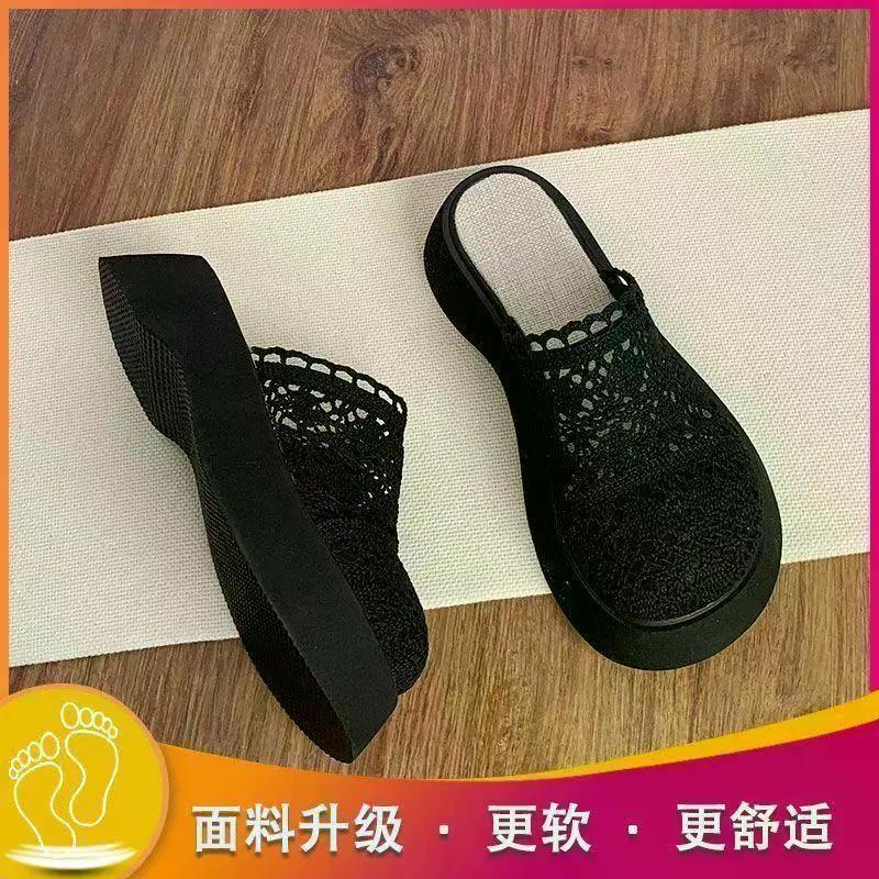 2026 สไตล์ใหม่หนา Soled Toe-Covered รองเท้าแตะผู้หญิงสวมใส่ด้านนอก 2026 ฤดูใบไม้ผลิ Hollow ตาข่ายรองเท้าแตะรองเท้าแตะแพลตฟอร์ม Buck20260714