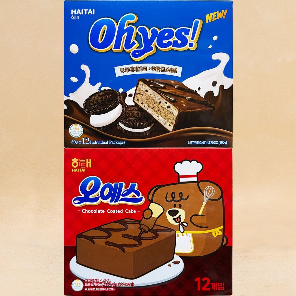 เกาหลีนําเข้า Haitai oyes คุกกี้แซนวิชช็อกโกแลตพาย 360g ครีมแซนวิชช็อกโกแลต Pastry Cake#韩国进口海太oyes曲奇