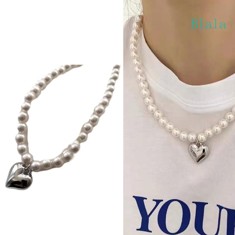 Blala สร้อยคอมุกเทียม เครื่องประดับคอ สร้อยคอจี้หัวใจ วัสดุ CCB
