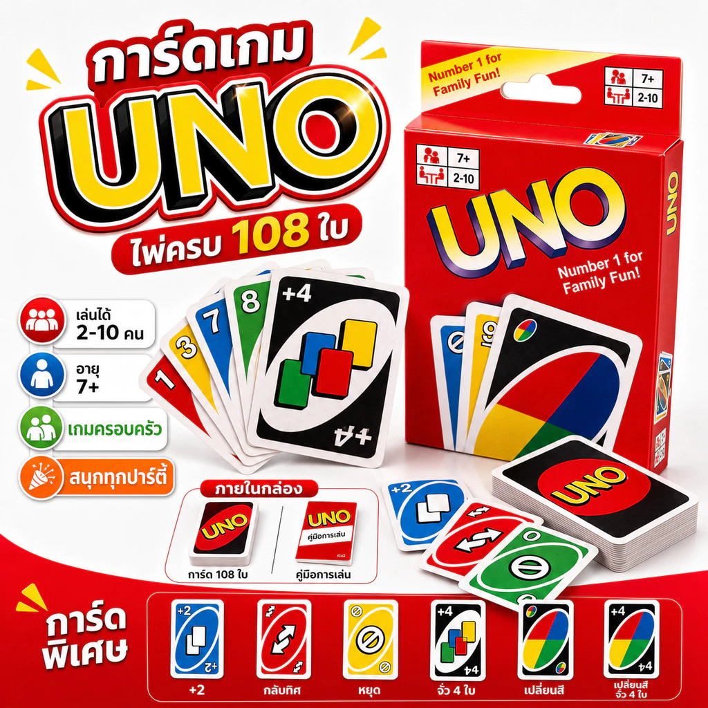 Uno Mattel Games ONO การ์ดเกม อูโน่ ฮิตตลอดกาล ของเล่นสําหรับเด็ก เกมคลาสสิค
