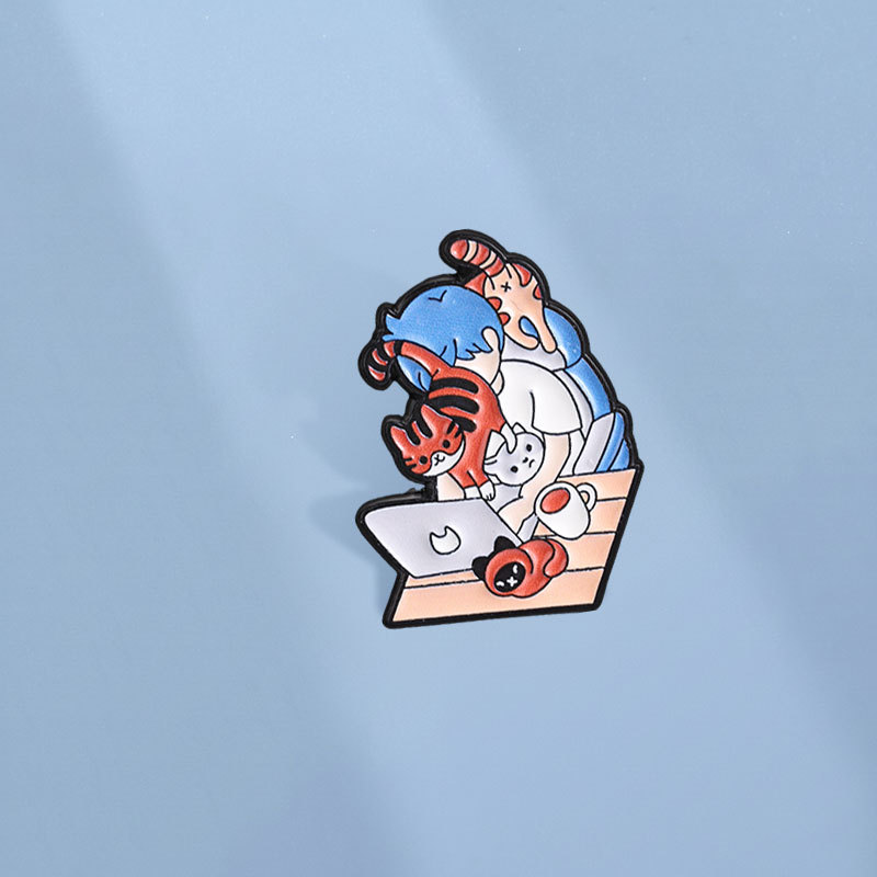 โฮมออฟฟิศคนรักแมวเคลือบ Pin แมวตลกเข็มกลัดการ์ตูนสัตว์ Kitty Lapel Badges กระเป๋าเป้สะพายหลังอุปกรณ์เสริมของขวัญสําหรับเพื่อน
