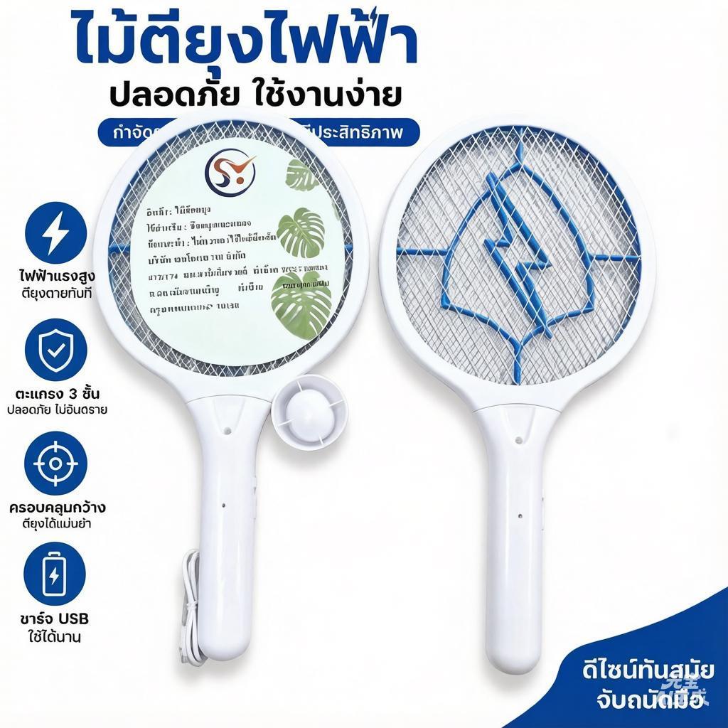 ไม้ตียุงไฟฟ้า ขนาด ตาข่ายไฟฟ้ากำจัดยุงและแมลง ใช้งานง่าย เหมาะสำหรับใช้ในบ้าน