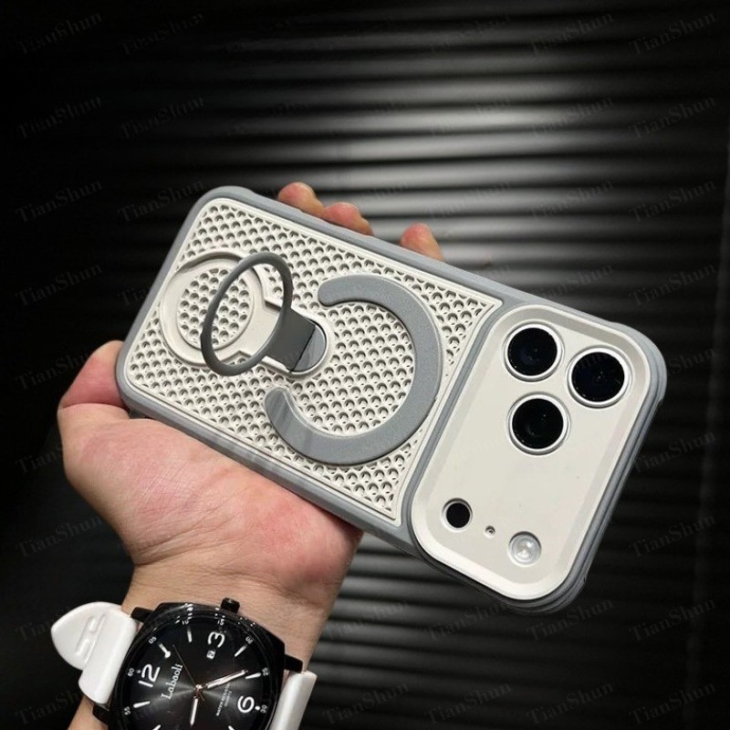 360° ขาตั้งหมุนเคสโทรศัพท์แม่เหล็กเข้ากันได้สําหรับ ไอโฟน 17 16 15 14 บวก 13 12 11 มือโปร สูงสุด อากาศ ระบายความร้อนซิลิโคนกันกระแทกฝาหลังเคสแข็งปลอกกันชนขอบ
