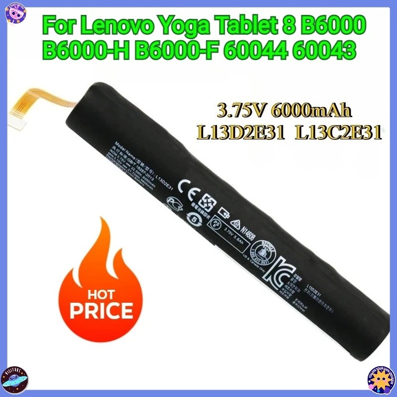 New3.75V 6000mAh L13D2E31 L13C2E31 เปลี่ยนแบตเตอรี่สําหรับ Lenovo โยคะแท็บเล็ต 8 B6000 B6000-H B6000