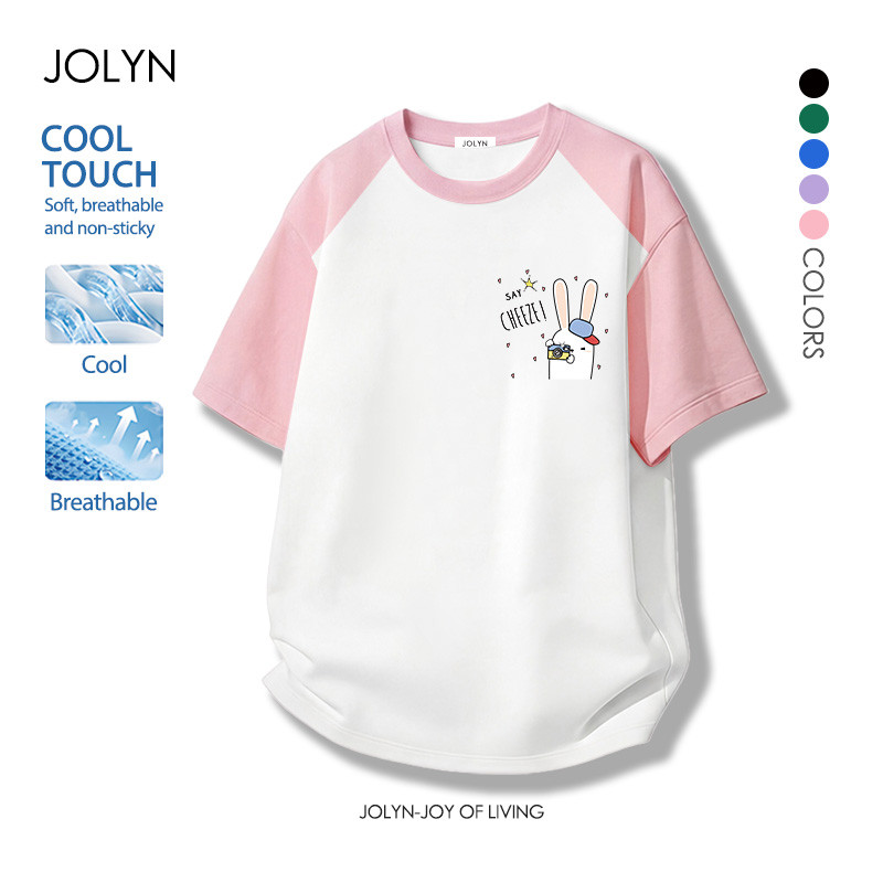 เสื้อยืดสตรี หลวมและสะดวกสบาย ระบายอากาศได้ คอกลม ตัดเย็บดี ฤดูร้อน ลายพิมพ์การ์ตูนน่ารัก 2026สินค้าใหม่ (พร้อมส่ง)