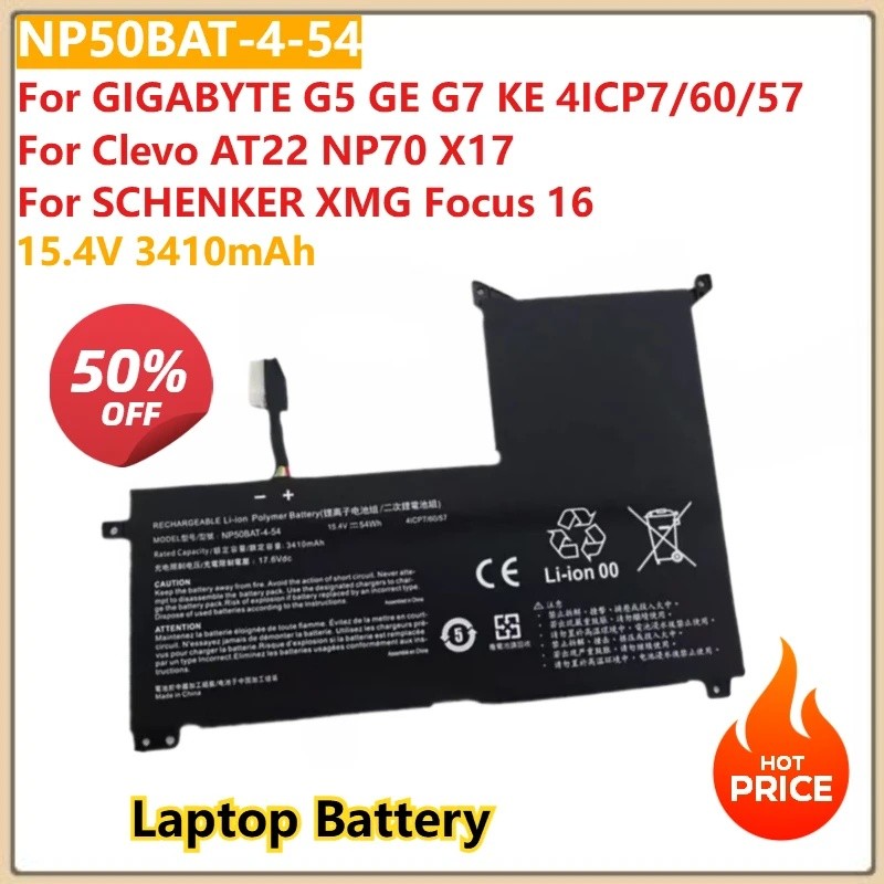 สําหรับ GIGABYTE G5 GE G7 KE 4ICP7/60/57 15.4V 3410mAh NP50BAT-4-54 แบตเตอรี่แล็ปท็อปสําหรับ Clevo A