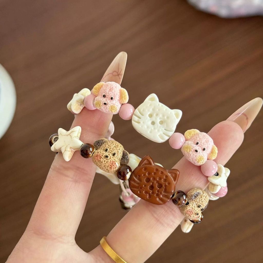 Preferred#Cute puppy and cat ceramic cartoon bracelets, high aesthetic value, for couples and best f