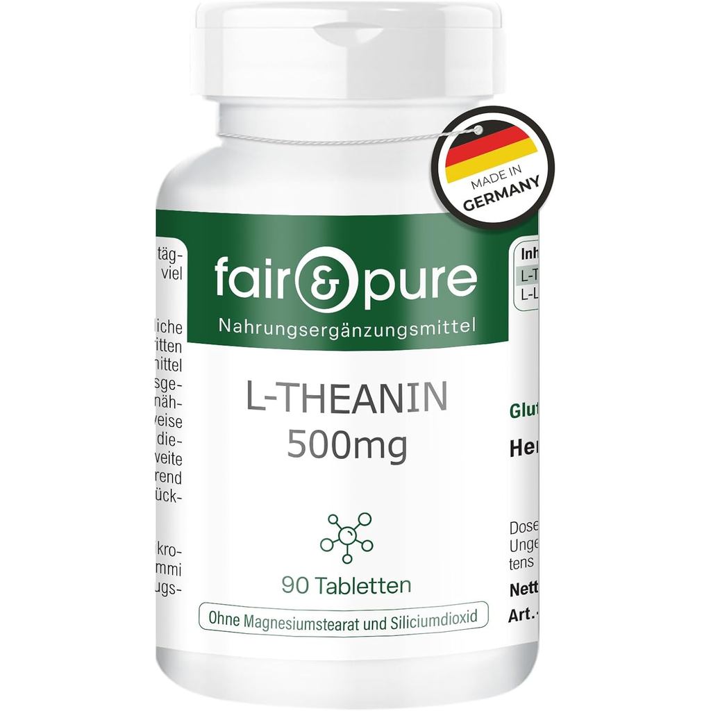 แฟร์และเพียว ®   L-Tea Amino Acid 500mg-Vegan-Green Tea Amino Acid-90 เม็ด