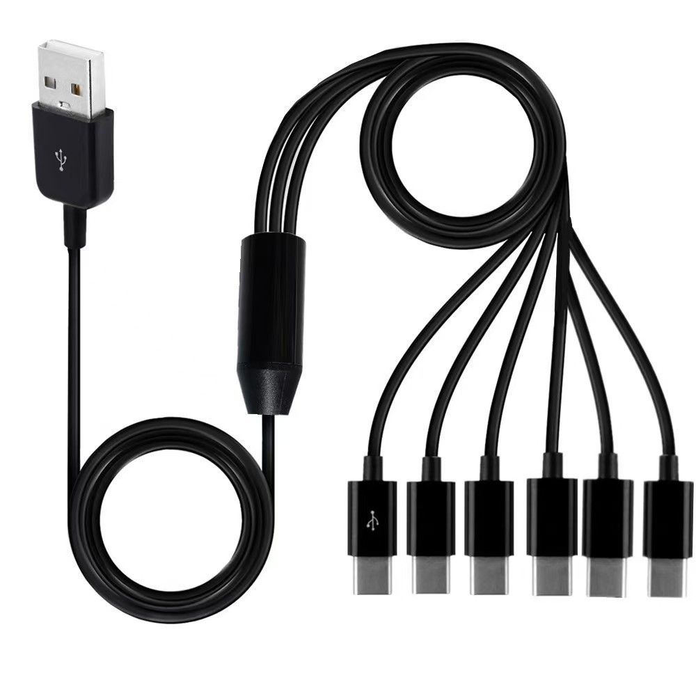 6 In 1 Micro USB/Type C Splitter Cable USB A 2.0 ถึง 6 Micro USB Type C Data Charing Cable