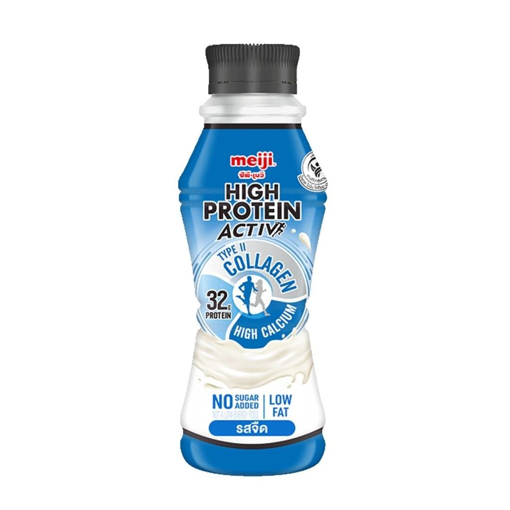 เมจิ นมไฮโปรตีนแอคทีฟจืด Meiji High Protein Activ Plain 350ml.