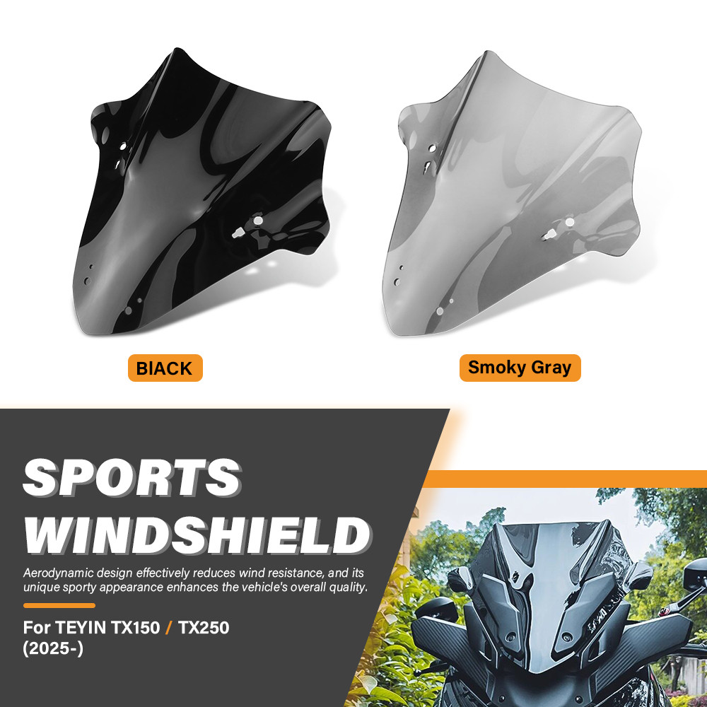 Sport Windshield Wind Deflector สําหรับ TEYIN TX150 TX250 2025-2026 (Smoky Grey) Sport Wind Deflecto
