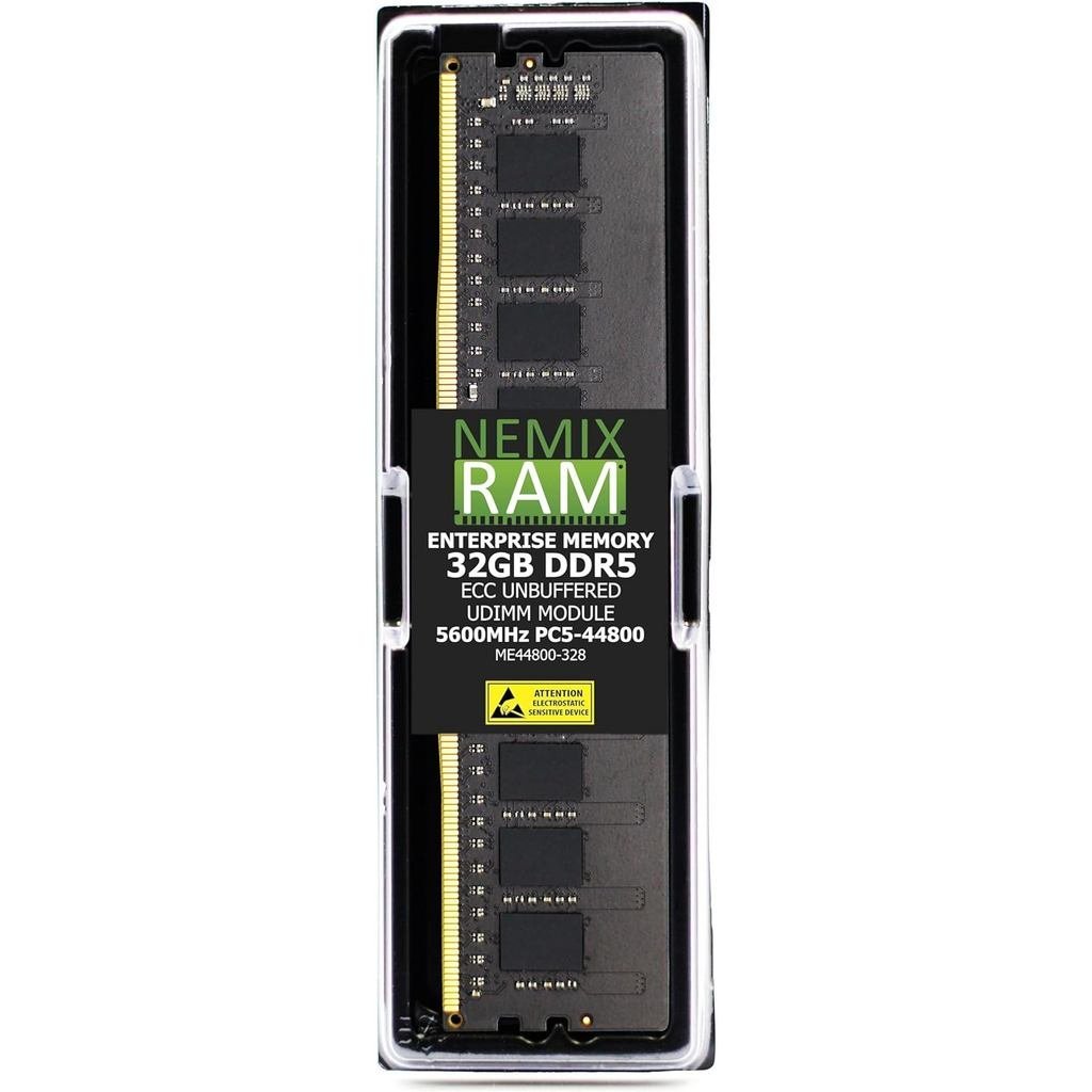 32GB 1X32GB DDR5 5600MHz PC5-4800 2Rx8 1.1V CL46 288-PIN ECC Unbuffered UDIMM NEMIX RAM ใช้งานร่วมกั
