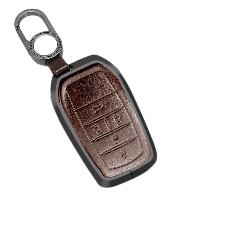 Premium-New Product Aluminium Alloy Leather Car Key Cover for Toyota Leather Car Key Case