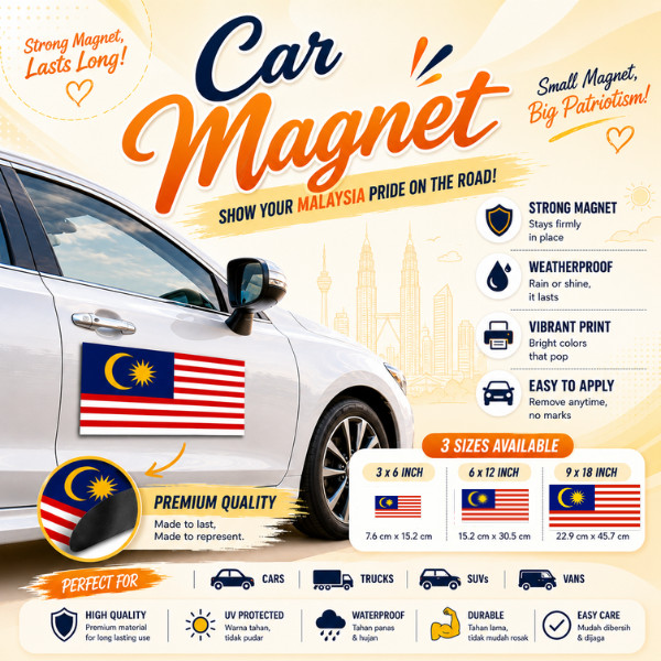 SalesWithJoyMagnetic Flag Bendera Magnet Kereta Magnetic Car Flag 3x6 6x12 9x18 นิ้วแม่เหล็ก