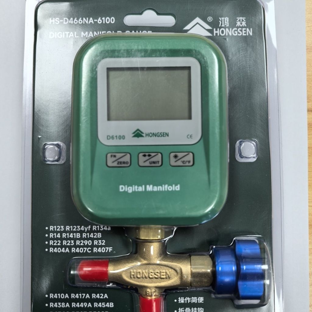 เกจวัดความดันฟรีออนดิจิทัล Hongsen D466 รองรับ R1234yf R134a R32 R290 หลายชนิด อุปกรณ์เติมน้ำยาแอร์