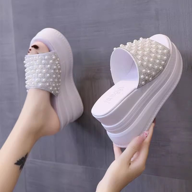 Station Womens Outer Wear Flip-Flops Platform Wedge Heel Platform Shoes