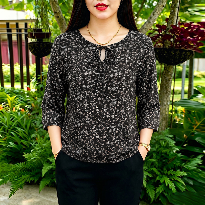 ZANZEA ใส่ ซานเซีย ผู้หญิงเกาหลีทุกวันหลวมดอกไม้พิมพ์ โอ คอ3/4แขนเสื้อคอ — صورة 5