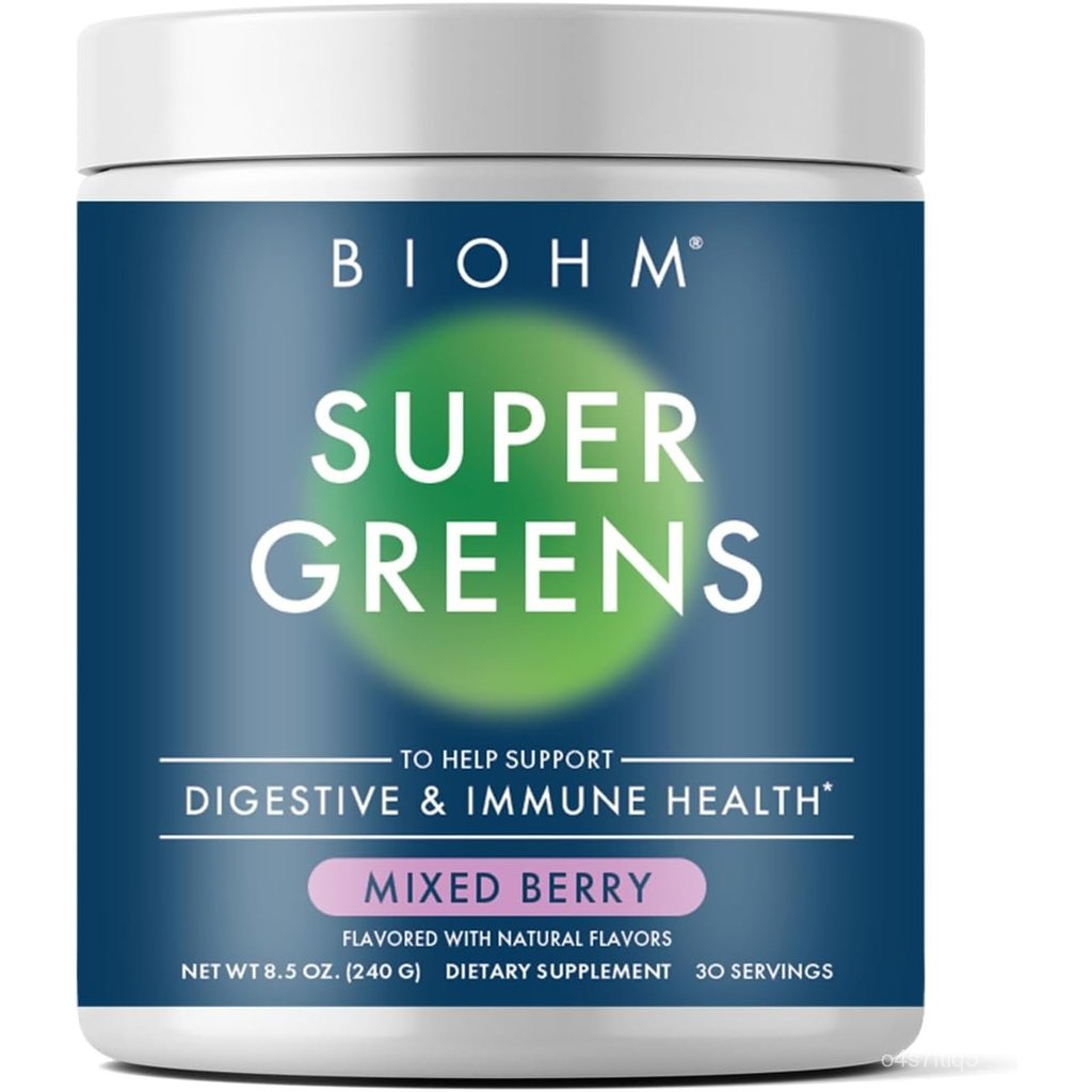 BIOHM Super Greens, Green Superfood Powder (8.5 Oz, 30 Servings) Antioxidant Veggie Powder & Smoothi