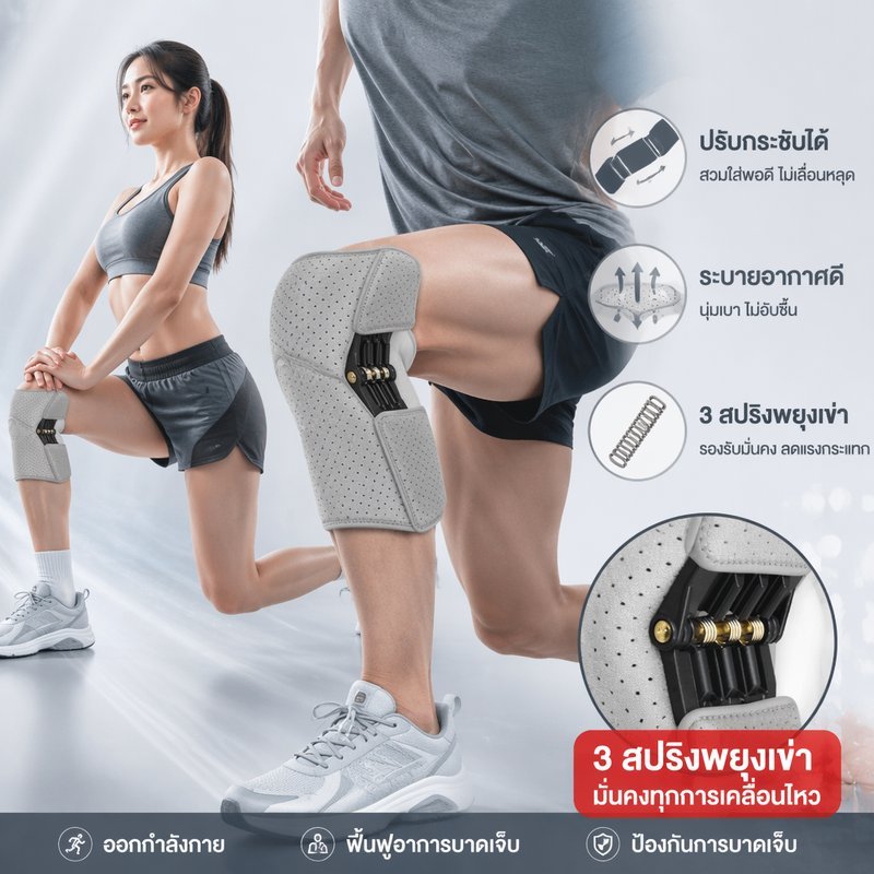 สายรัดพยุงเข่าแบบปรับได้ไม่ลื่นระบายอากาศเวลโครพอดีการกู้คืนโรคข้ออักเสบผู้สูงอายุ