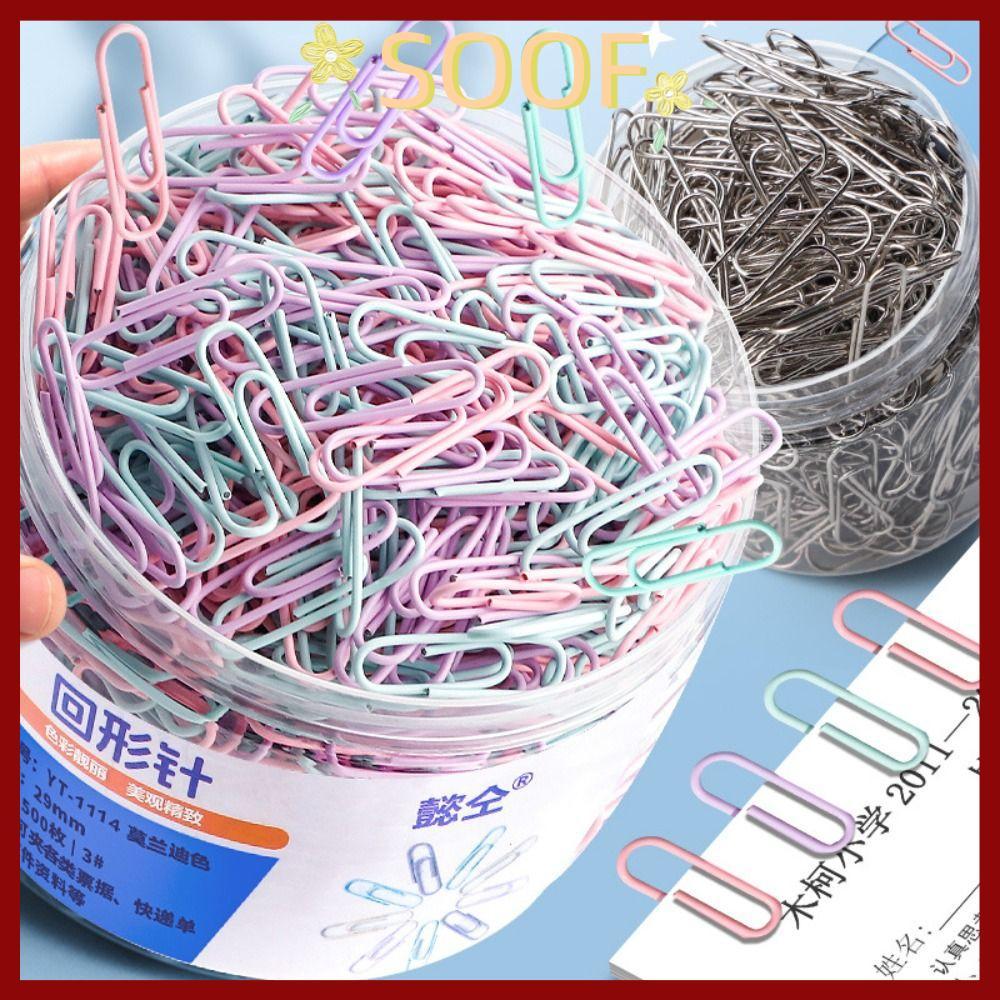 in stockSOOF 160/500PCS ที่คั่นแฟ้ม, สแตนเลส Morandi คลิปหนีบกระดาษ, ที่เก็บกระดาษเครื่องเขียนขนาดใหญ่
