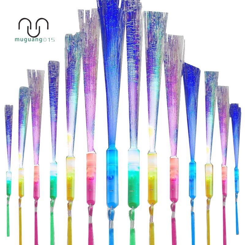 muguang1524 PCS Glow Fiber Wands Sticks LED Light Wand Fiber Optic Wands สําหรับงานแต่งงานฮาโลวีนคริ