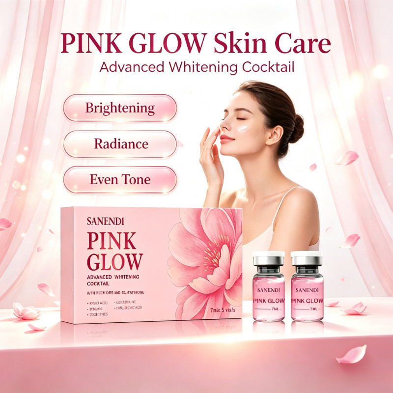 SANENDI Pink Glow Brightening Facial Cocktail Ampoule Even Tone Radiant Skin Care ร้านเสริมสวย