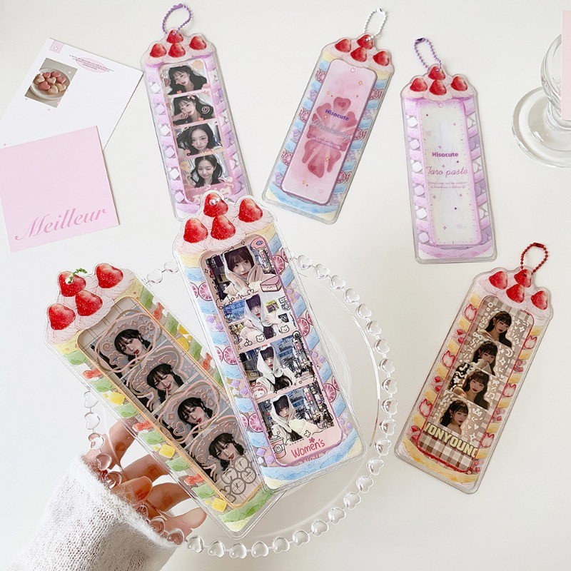 ถุงใส่บัตร ซองใส่การ์ด 4 ช่อง โฟโต้การ์ด ใจสาวน้อย กันน้ำ สตรอว์เบอร์รีน่ารัก เฟรมการ์ด ซองใส่นามบัตร