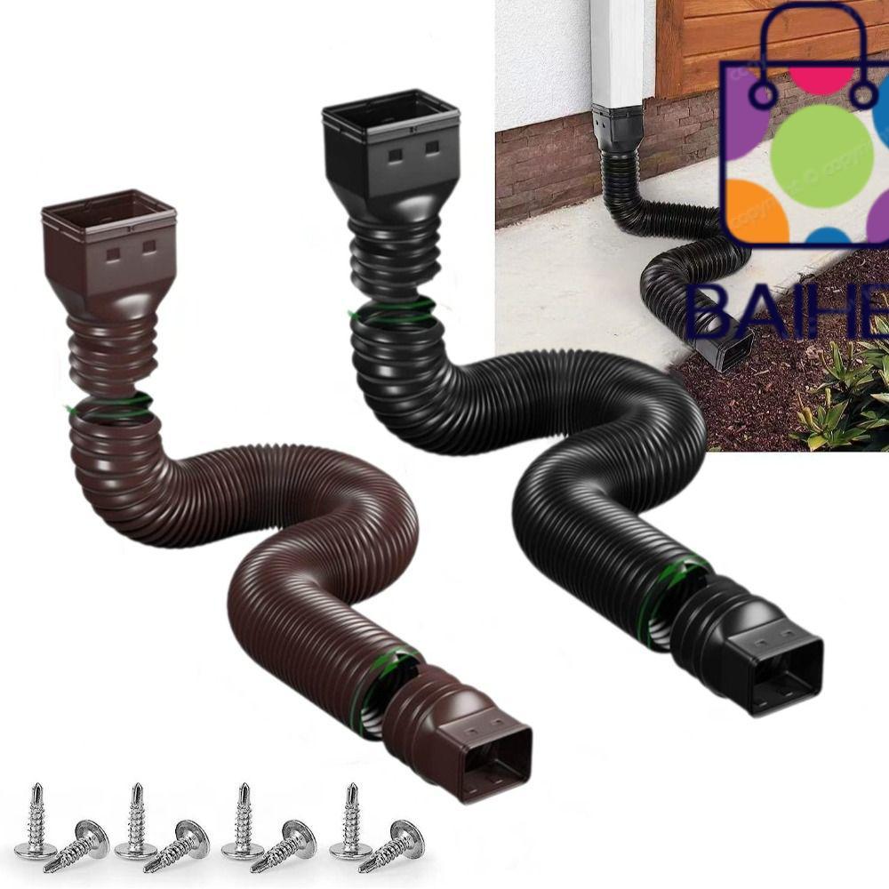 BAIHEE Rain Gutter Downspout Extensions,พร้อมสกรู Rainwater Drain Drain Downspout Extender, ทนทานแบบ