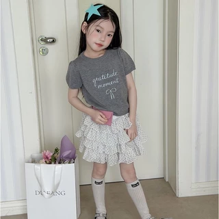 PRETTY BABY เสื้อยืดเด็ก เสื้อแขนตุ๊กตา เสื้อไหมพรม งานปักอักษรโบว์(2358)