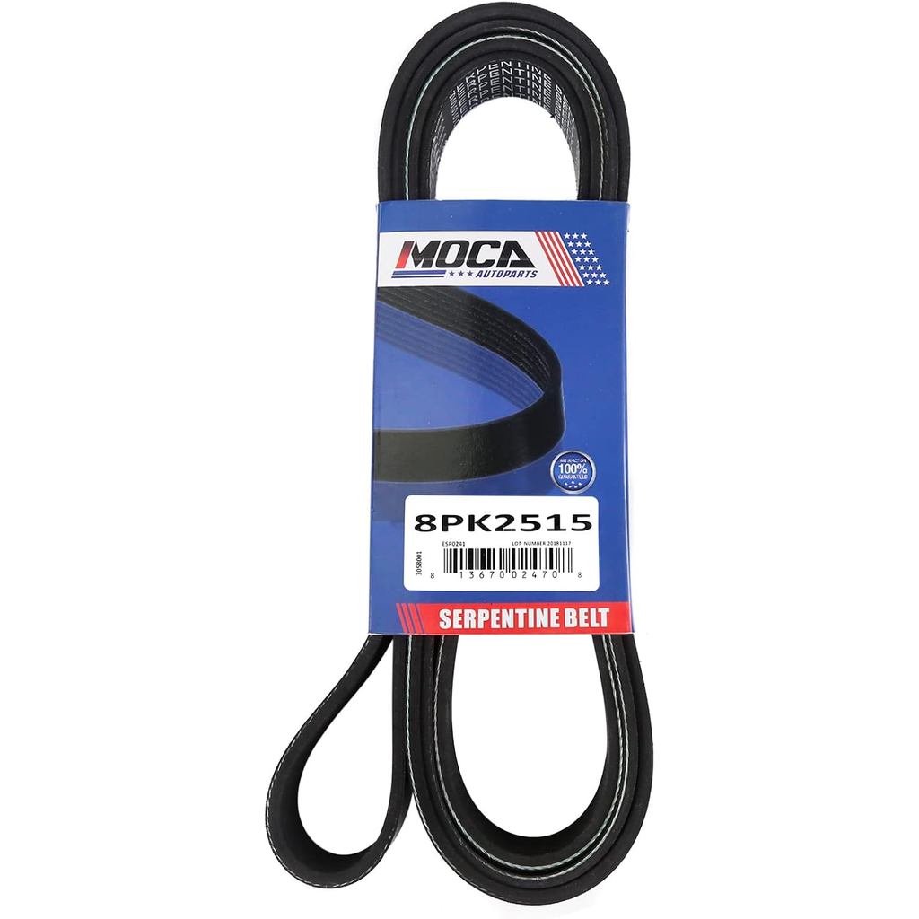 MOCA 8PK2515 EPDM Serpentine เข็มขัด 1.12 กว้าง, 8 ซี่โครงเหมาะกับ 1997-2001 สําหรับ Ford E-150 Econ