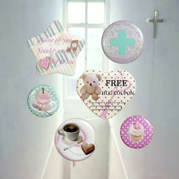 6สไตล์Coquetteความงามปุ่มPinsน่ารักหมีเค้กกาแฟหัวใจStarรูปGlitterป้าย,VINTAGEกราฟิกเข็มกลัดPinsสําหรับกระเป๋าเป้สะพายหลังเสื้อผ้าDecor