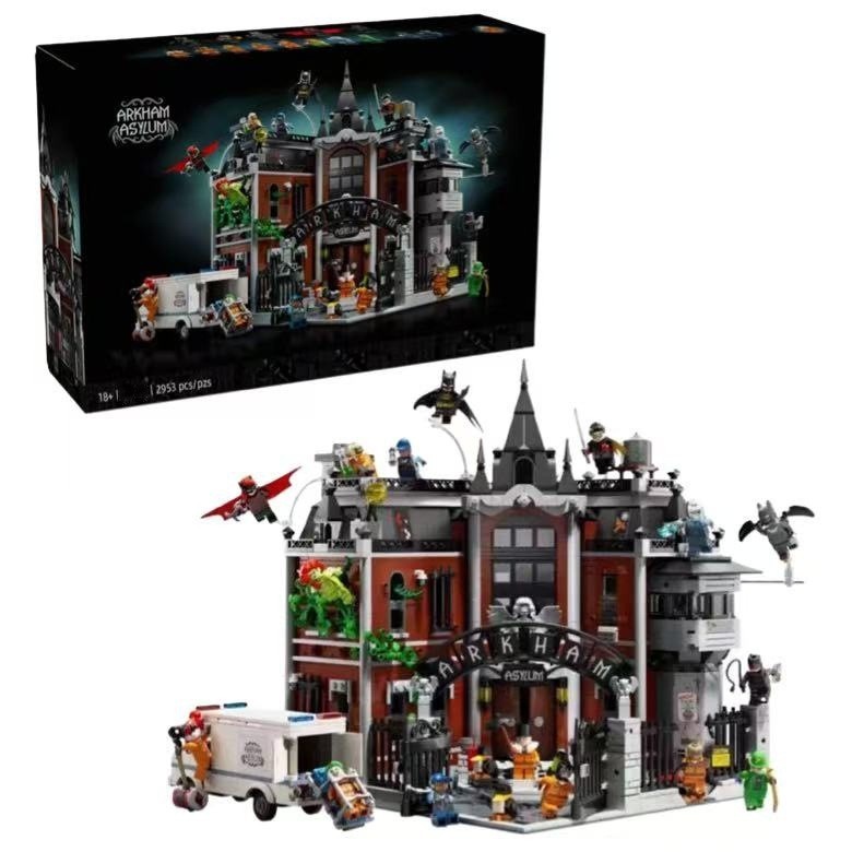 เข้ากันได้กับเลโก้ซูเปอร์ฮีโร่ซีรีส์ 76300 Akham Crazy House บล็อกตัวต่ออาคารของเล่น