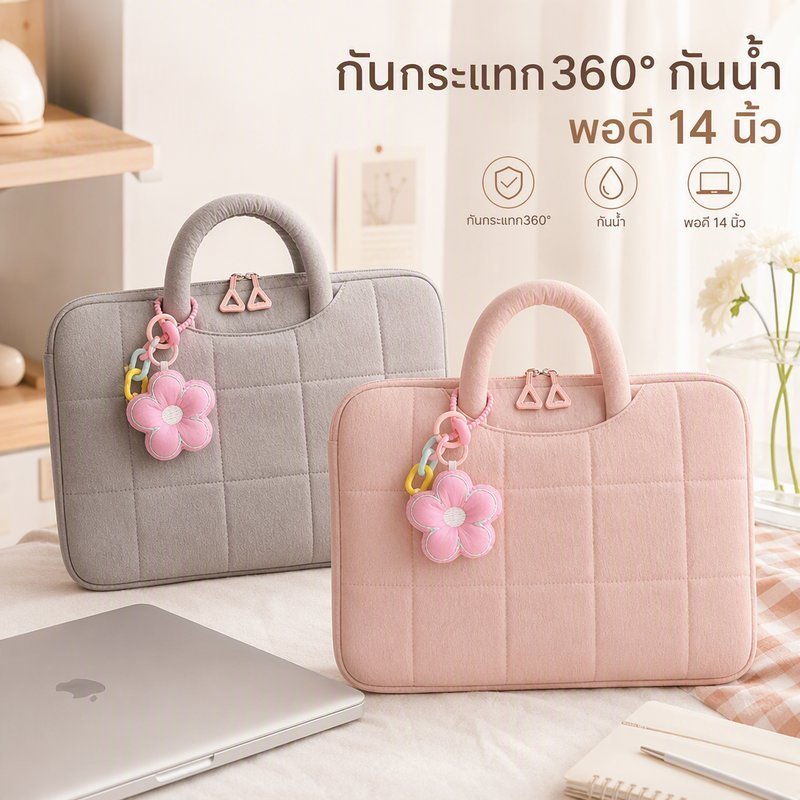 กระเป๋าแล็ปท็อป 14 นิ้ว กันกระแทก 360 กันน้ำ กันรอย ซองใส่โน้ตบุ๊ก พกพา ช่องเยอะ จุของ