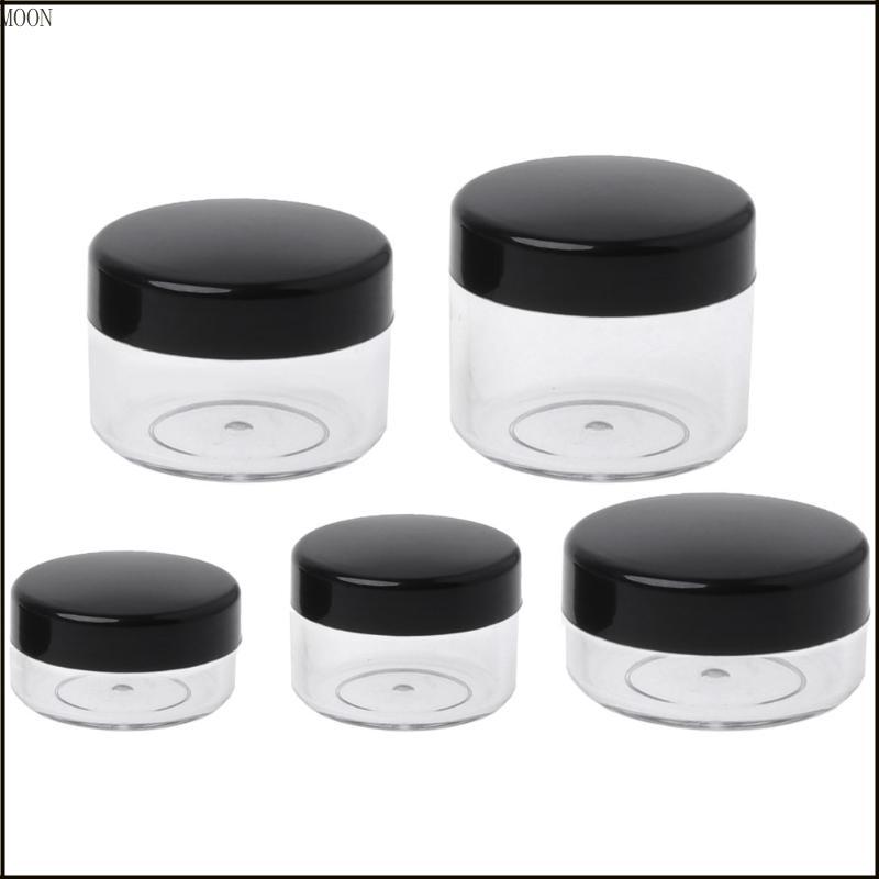 MOON Mini ตัวอย่างขวดฝาสีดํารอบด้านล่างใส Srrage กล่องคอนเทนเนอร์