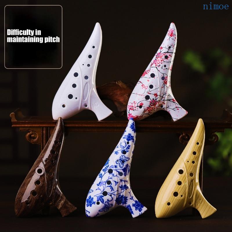 Nio Artistic Ceramic Ocarina 12 Hole เครื่องดนตรีเหมาะสําหรับบ้านหรือกลางแจ้ง